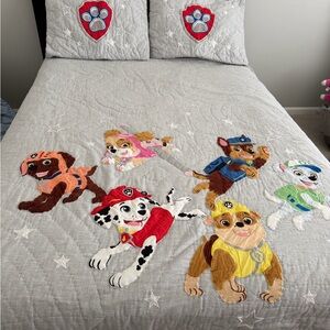 Paw Patrol Quilted Bedding Set - Gray with Multicolor Characters